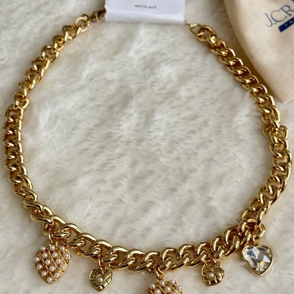 J. Crew Gold Necklace with Heart Charms - Picture 4 of 6